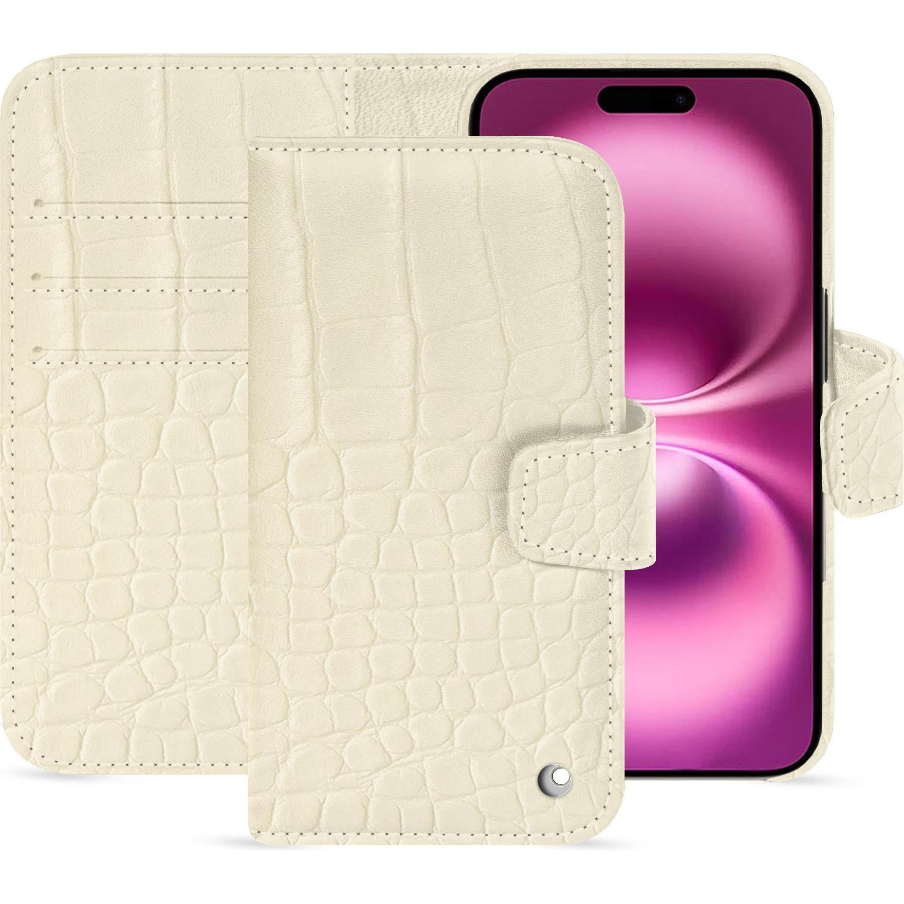 Noreve Lederschutzhülle Apple iPhone 16 Plus (Apple iPhone 16 Plus), Smartphone Hülle, Weiss
