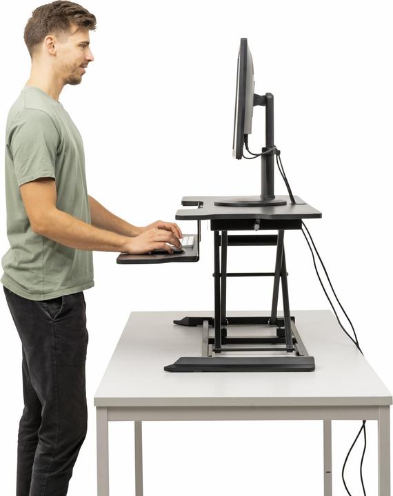 Actual product image Stier Standing desk converter with hydraulic height adjustment