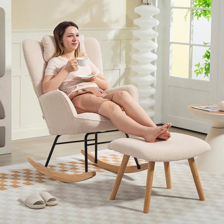 Immagine prodotto Homcom Schaukelstuhl Polyester Beige