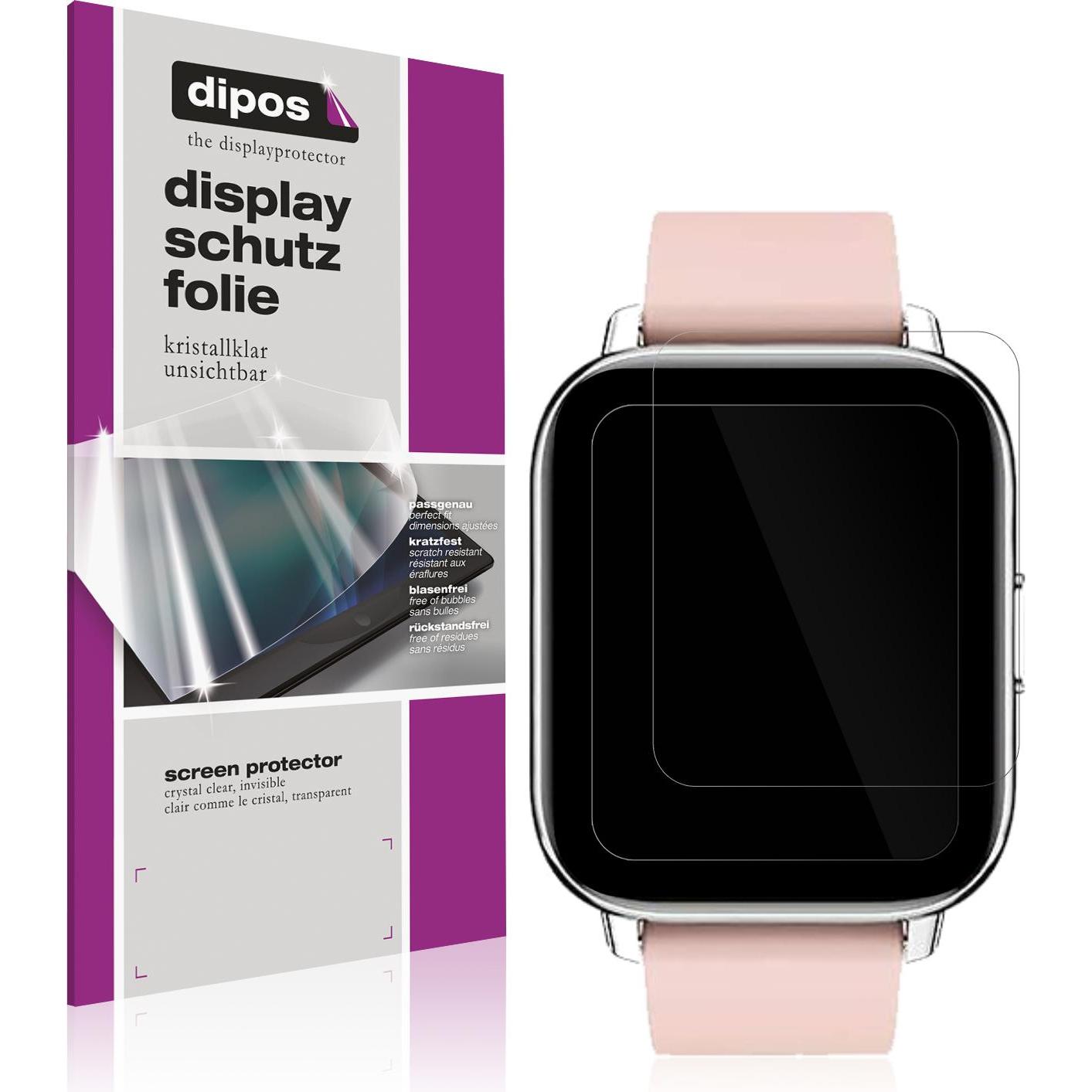 Dipos Displayschutzfolie Crystalclear, Smartwatch Schutzfolie, Transparent