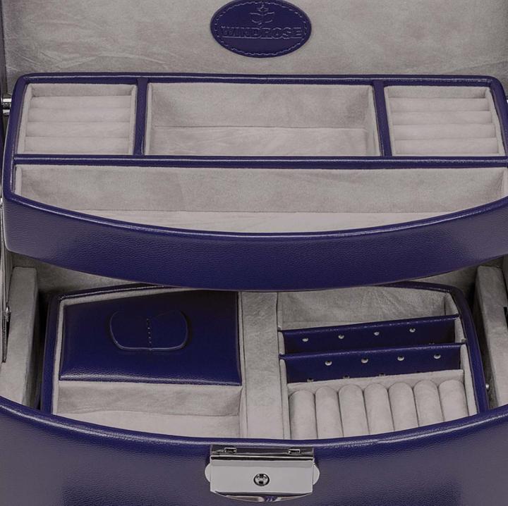 Image du produit Windrose Automatik-Schmuckkoffer Merino Moda dunkelblau