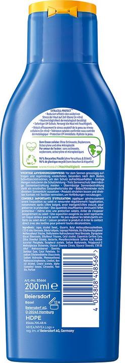 Actual product image NIVEA Protect & Moisture Sonnenmilch LSF 50+ (Suntan lotion, SPF 50+, 200 ml, 240 g)