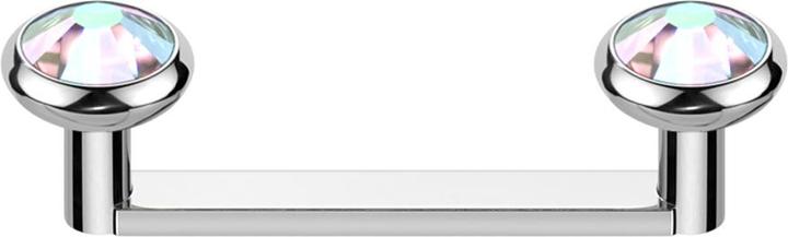 Produktbild Star Piercing Surface Barbell flach Innengewinde silber mit zwei Scheiben silber Kristall multicolor (ohne Messing, Titan)
