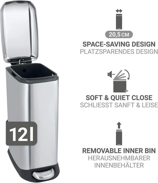 Actual product image Wenko Pedal bin design Easy-Close (12 l)