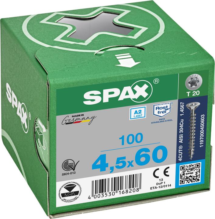 Actual product image Spax A2 Countersunk Multi-Head T-Star Plus T20 Fully Threaded (100 Screws per piece)
