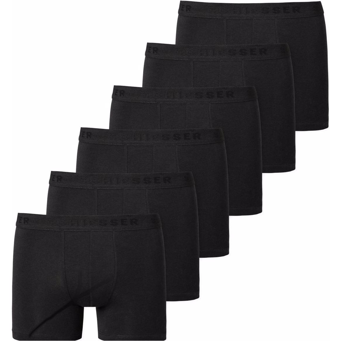 Schiesser, Jungen, Unterhosen, 6er Pack Teens Boys 95/5 Organic Cotton Shorts / Pants, Schwarz, (152, 6er Pack)