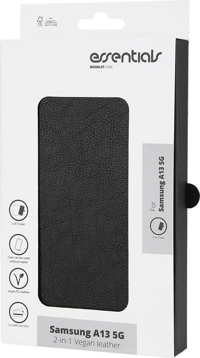 Actual product image Essentials Samsung Galaxy A13 5G PU wall,detach, 3 card,Black (Samsung Galaxy A13 5G)