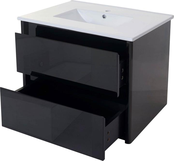 Mendler Washbasin + vanity unit, washbasin washbasin bathroom, high gloss 50x80cm - black