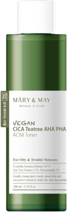 Image du produit Mary&May Vegan CICA Tea Tree AHA PHA Toner Apaisant & Calmant 200ml (Lingettes nettoyantes pour le visage, 200 ml)