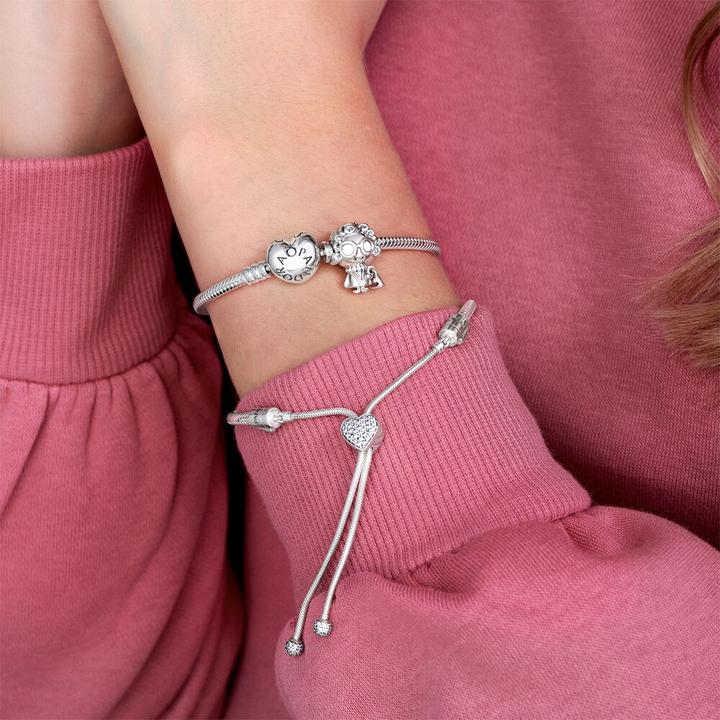 Image du produit Pandora Bracelet avec fermoir coeur (19 cm, Argent)