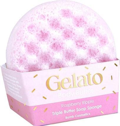 Actual product image Bomb Cosmetics Body Buffer Shower Sponge Raspberry Ripple