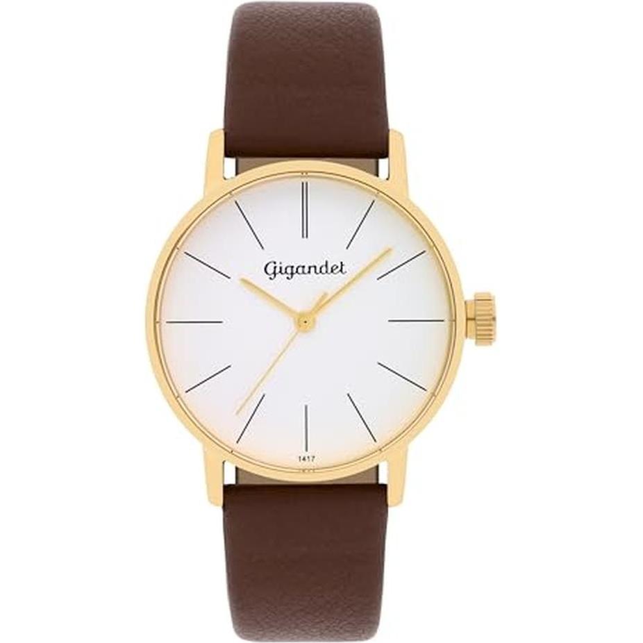 Gigandet, Orologio da polso, 11VNAG43NE003 Womens Analogue Quartz Watch with Leather Strap Silver siliver band ring, Argento, (Orologio da polso analo