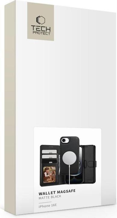 Produktbild Tech-Protect Wallet MagSafe iPhone 16e Case - Matte Black (Apple iPhone 16e)