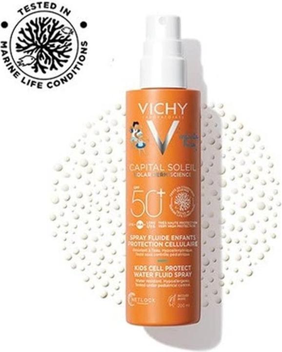 Actual product image Vichy Capital Soleil Kids Cell Protect Water Fluid Spray (Sun spray, SPF 50, 200 ml)