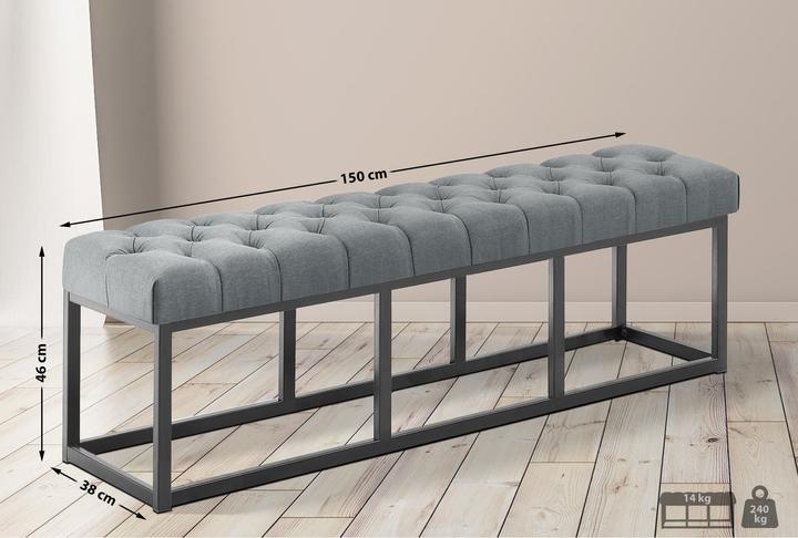 Actual product image Swisshandel24 Bench Amun fabric B150, dark grey (150 cm)