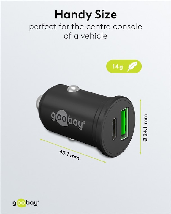 Image du produit Goobay Chargeur rapide double USB pour voiture USB-C PD Power Delivery 45 W