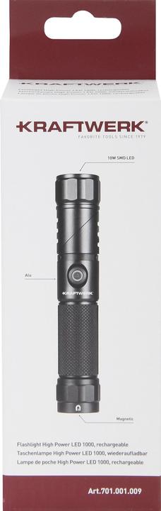 Actual product image Kraftwerk Taschenlampe High Power LED wiederaufladbar (27 cm, 1000 lm)