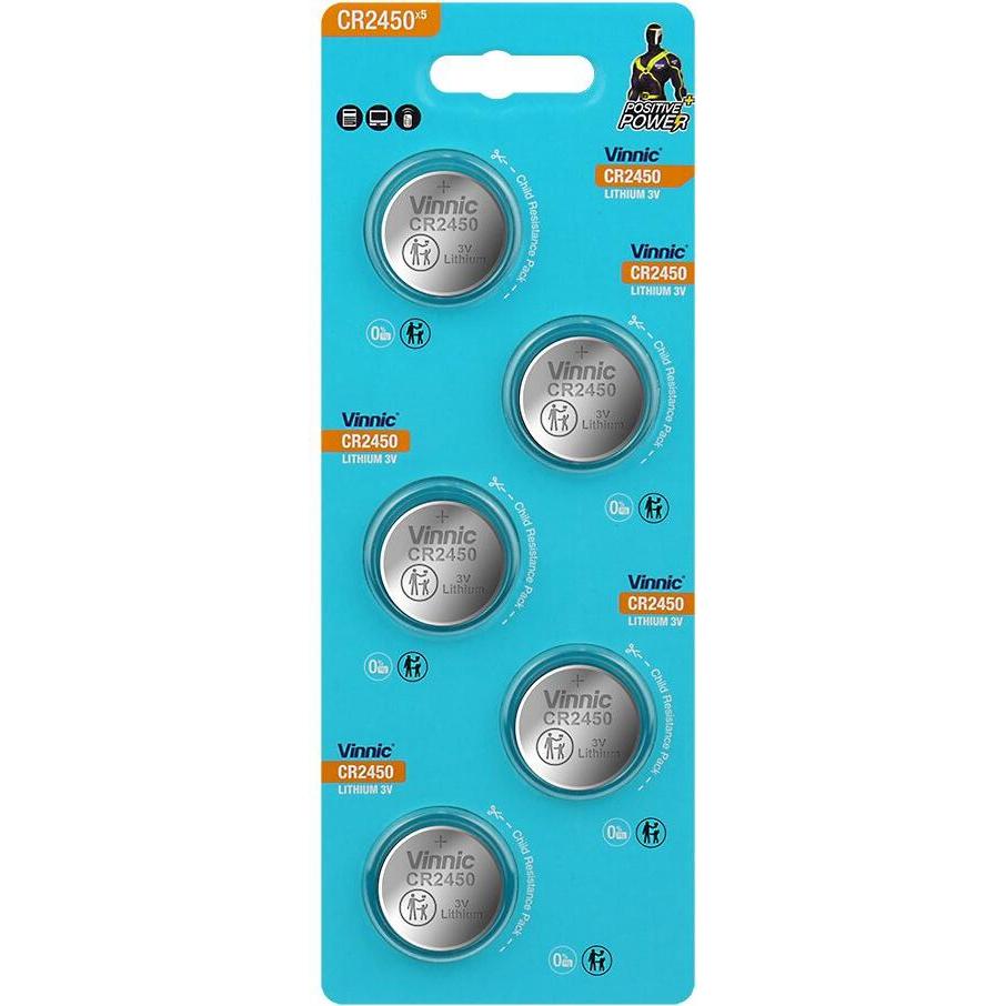 Vinnic CR2450 5BL (batteria al litio) (CR2450), Batterie + pile