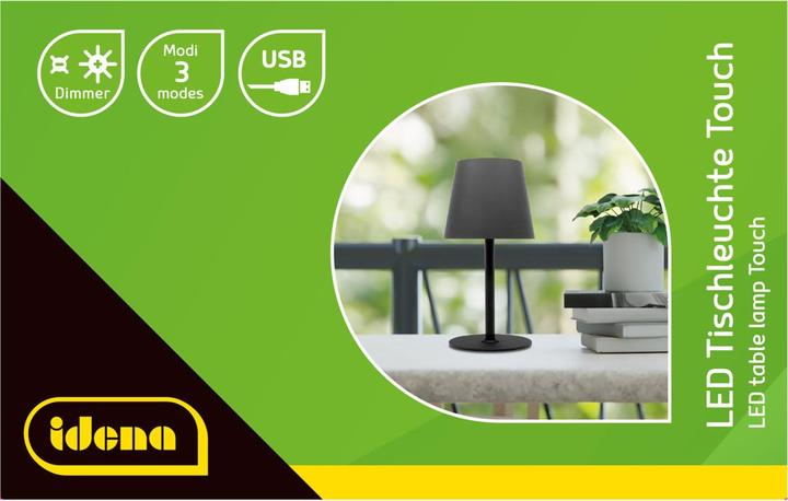 Actual product image Idena LED table lamp rechargeable battery black 38cm dimmable indoor and outdoor