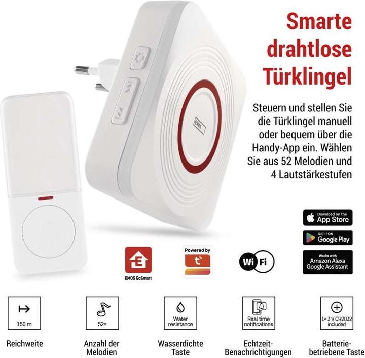 Produktbild Emos GoSmart Drahtlose Türklingel P5735WS mit WiFi (Kabellos)