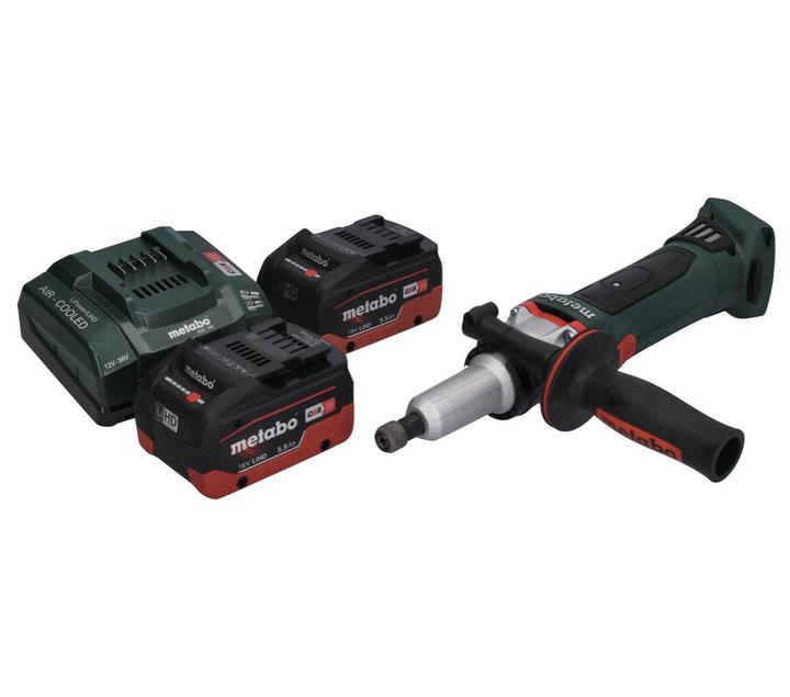 Produktbild Metabo GA 18 LTX G Akku Geradschleifer 18 V 6 mm + 2x Akku 5,5 Ah + LadegerÃ¤t (Geradschleifer)