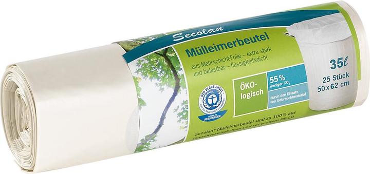Produktbild Secolan Müllbeutel 35,0 l weiss 25,0 µm, 20 St. (20x, 35 l)
