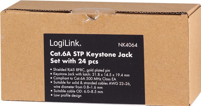 Actual product image LogiLink Cat.6A keystone socket, shielded, set of 24, tool-free (Keystone module)