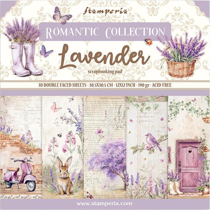 Image du produit Stamperia Bloc de scrapbooking "Lavande (190 g/m², 10 x)