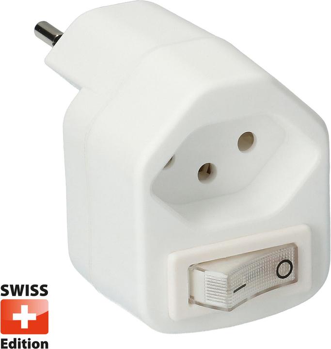 Max Hauri 2-mal: Stromspar-Steckeradapter mit Kinderschutz und Netzschalter