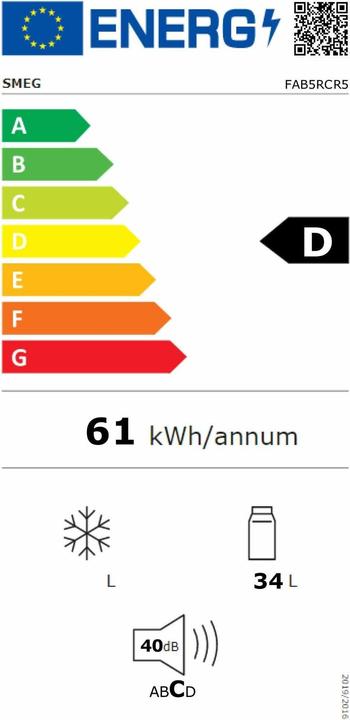 Label énergétique Smeg FAB5RCR5 (34 l)