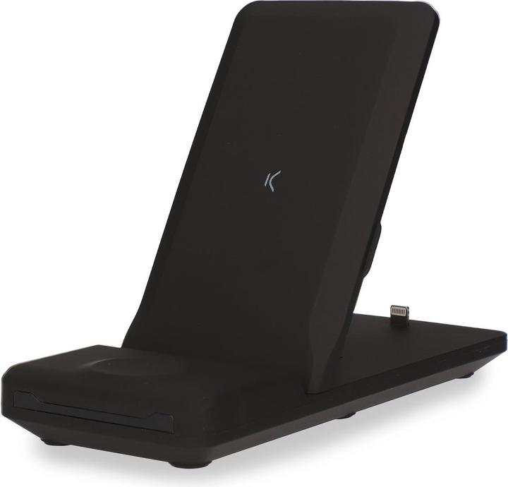 Actual product image KSIX WIRELESS CHARGER 3IN1 SMARTPHONE, AIRPODS APPLE WATCH (SERIES 1-7) BLACK+ QC3.0 CHARG. (10 W)