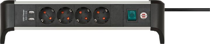 Produktbild Brennenstuhl 1391040410 Steckdosenleiste mit Schalter Silber-Schwarz Schutzkontakt 1 St. (4 x, CEE 7/3, 1.80 m)