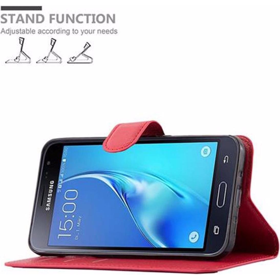 Thumbnail - Cadorabo Book mit Standfunktion Cover (Samsung Galaxy J3), Smartphone Hülle, Rot