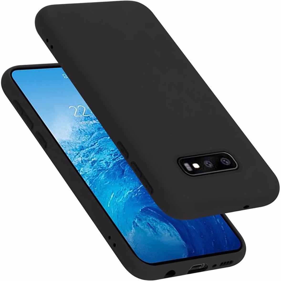 Cadorabo TPU Liquid Silicone Case Cover (Samsung Galaxy S10e), Smartphone Hülle, Schwarz