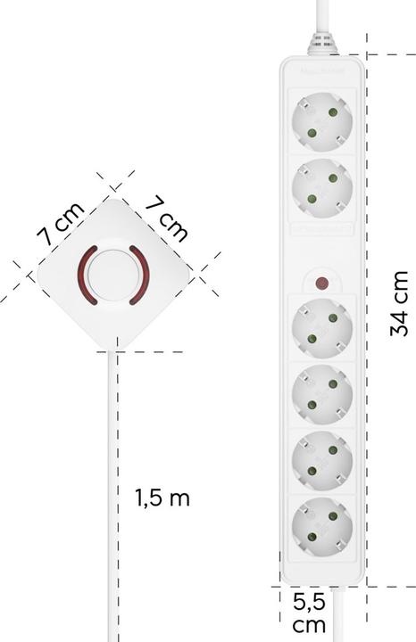 Produktbild Hama 00223141 Intelligente Steckerleiste 6 AC-Ausgänge 3 m (6x, CEE 7/4, 3 m)