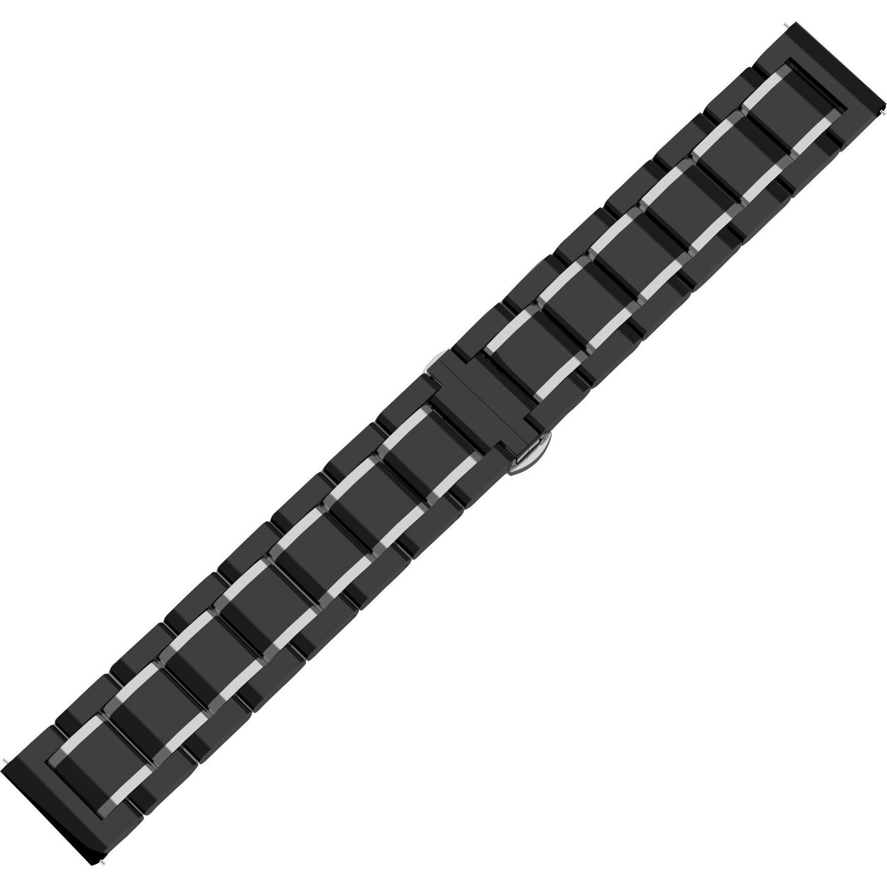 Strap-it Stahlarmband (Edelstahl), Uhrenarmband, Schwarz, Mehrfarbig, Silber