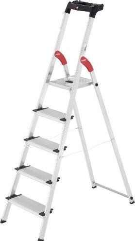 Actual product image Hailo Stepladder XXL Easyclix Silver 5 steps 400 mm x 1630 mm (Stile, 163 cm)