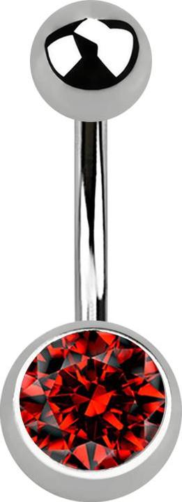 Image du produit Star Piercing Banane argentée avec boule et boule de cristal rouge (sans laiton, Titane G23)