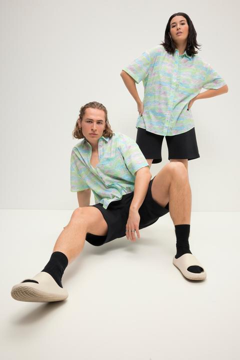 Immagine prodotto Studio Untold Camicia hawaiana dal taglio oversize con stampa allover, collo da camicia e mezze maniche (XL)