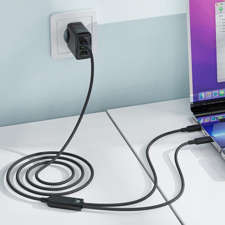 Image du produit Acefast C5 USB-C - Câble USB-C / USB-C 2in1 100W 480Mb/s - noir (1.20 m, 100 W)
