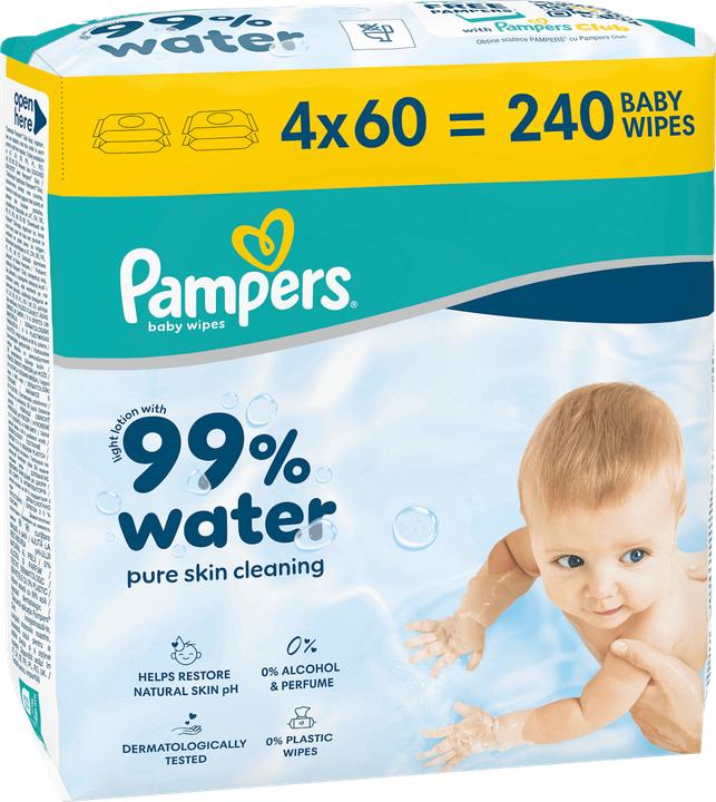Actual product image Pampers 99% Water (4 x 60 pcs.)