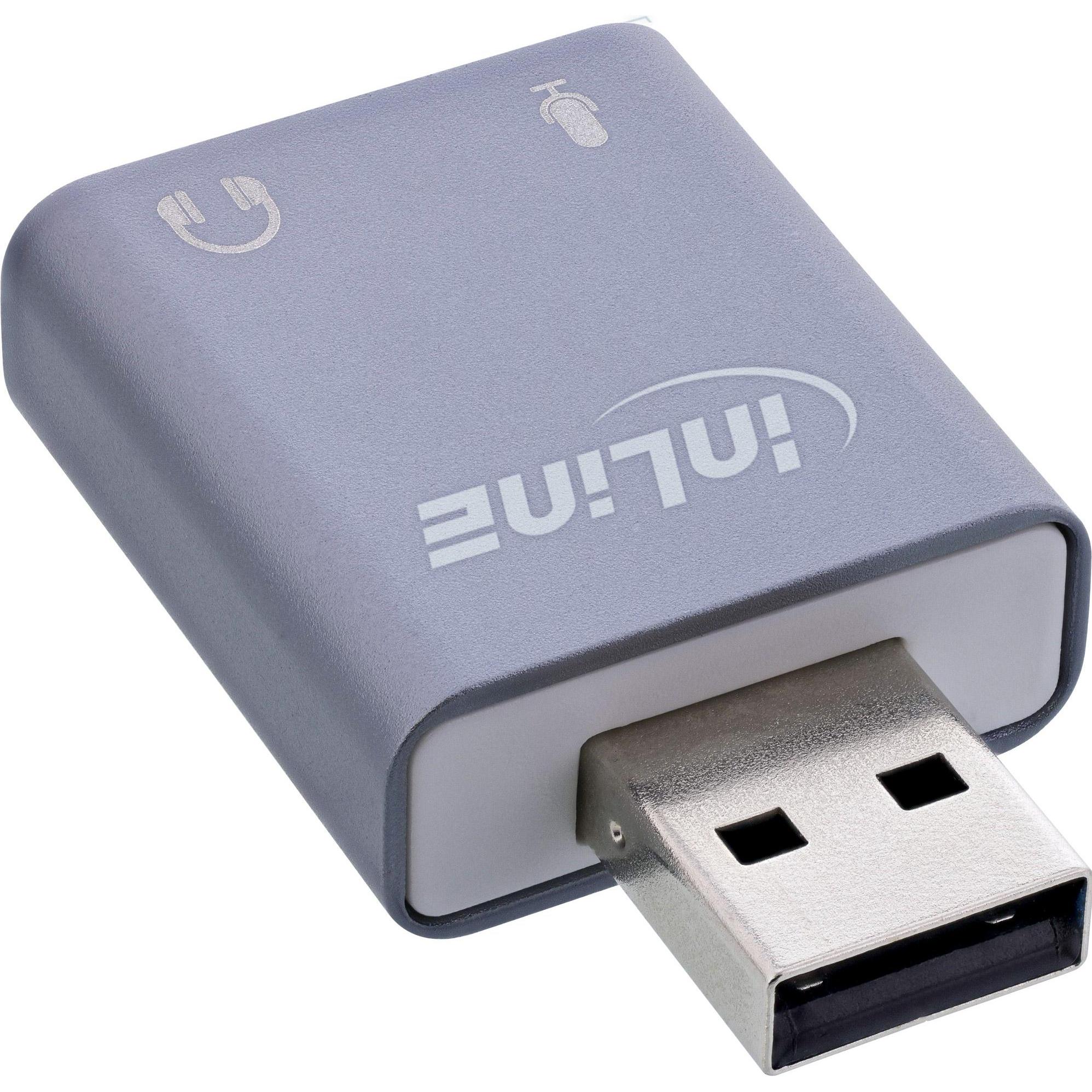 InLine USB Audio Soundadapter (USB), Soundkarte, Grau