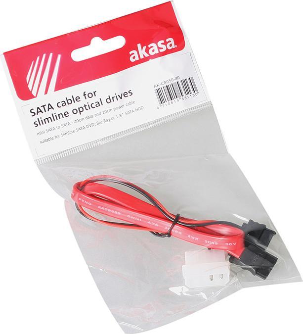 Actual product image Akasa SATA combo cable Slimline to SATA / Molex (40 cm, SATA III)