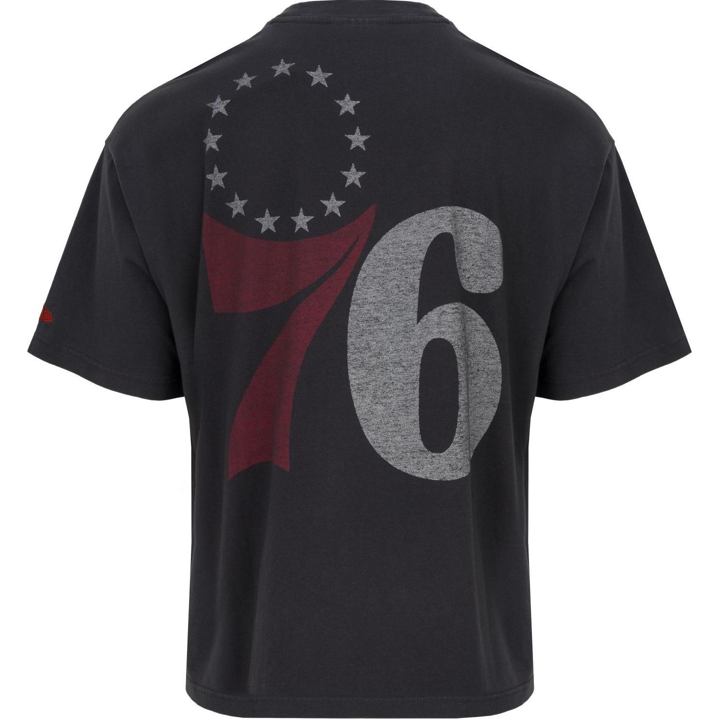 Thumbnail - New Era, Herren, Shirt, Oversized Shirt - WASHED Philadelphia 76ers - L, Schwarz, (L)
