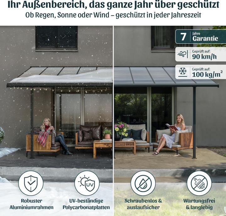 Actual product image Palram CANOPIA | Sierra 10X34 / 3X10.4 Patio Cover Dark Grey Clear