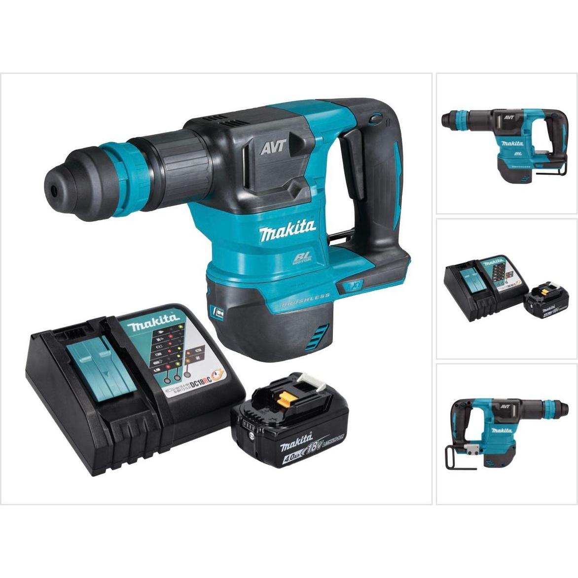 Makita, Martello demolitore +  Scalpellatore, DHK 180 RM1 Batteria martello scalpello 18 V 3,1 J SDS Plus Brushless + 1x batteria 4,0 Ah + (Batteria r