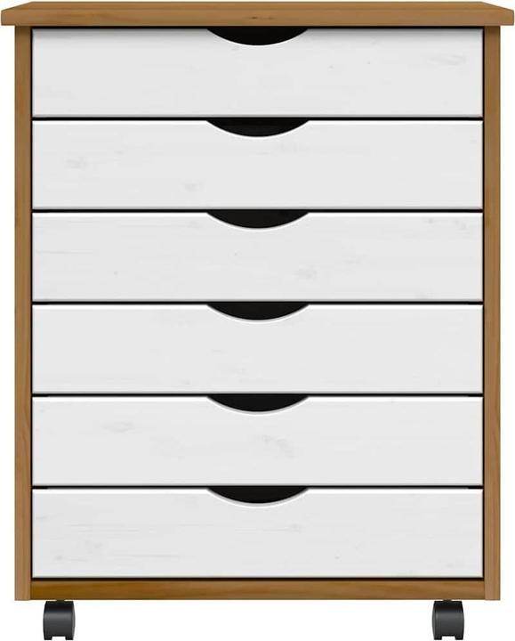 Produktbild vidaXL Rollschrank mit Schubladen MOSS Honigbraun Massivholz Kiefer (53 x 39 x 65.50 cm)