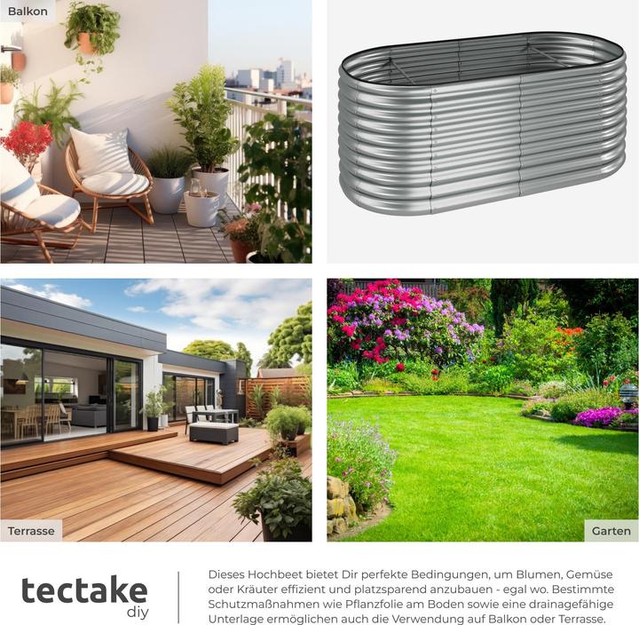 Image du produit tectake Jardinière surélevée Flormma, 1257l, galvanisé, 200x100x80cm