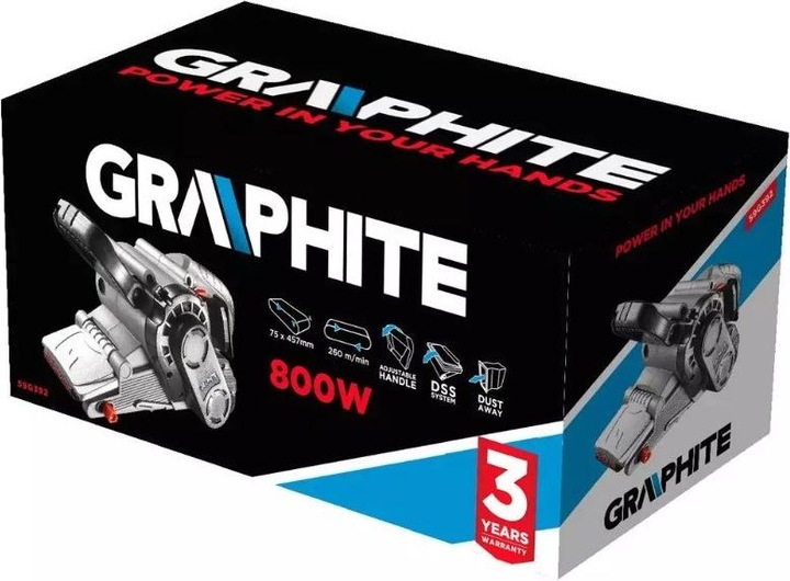 Produktbild Graphite 800W Bandschleifer, 75 x 457 mm Endlosbänder (Bandschleifer, 800 W)