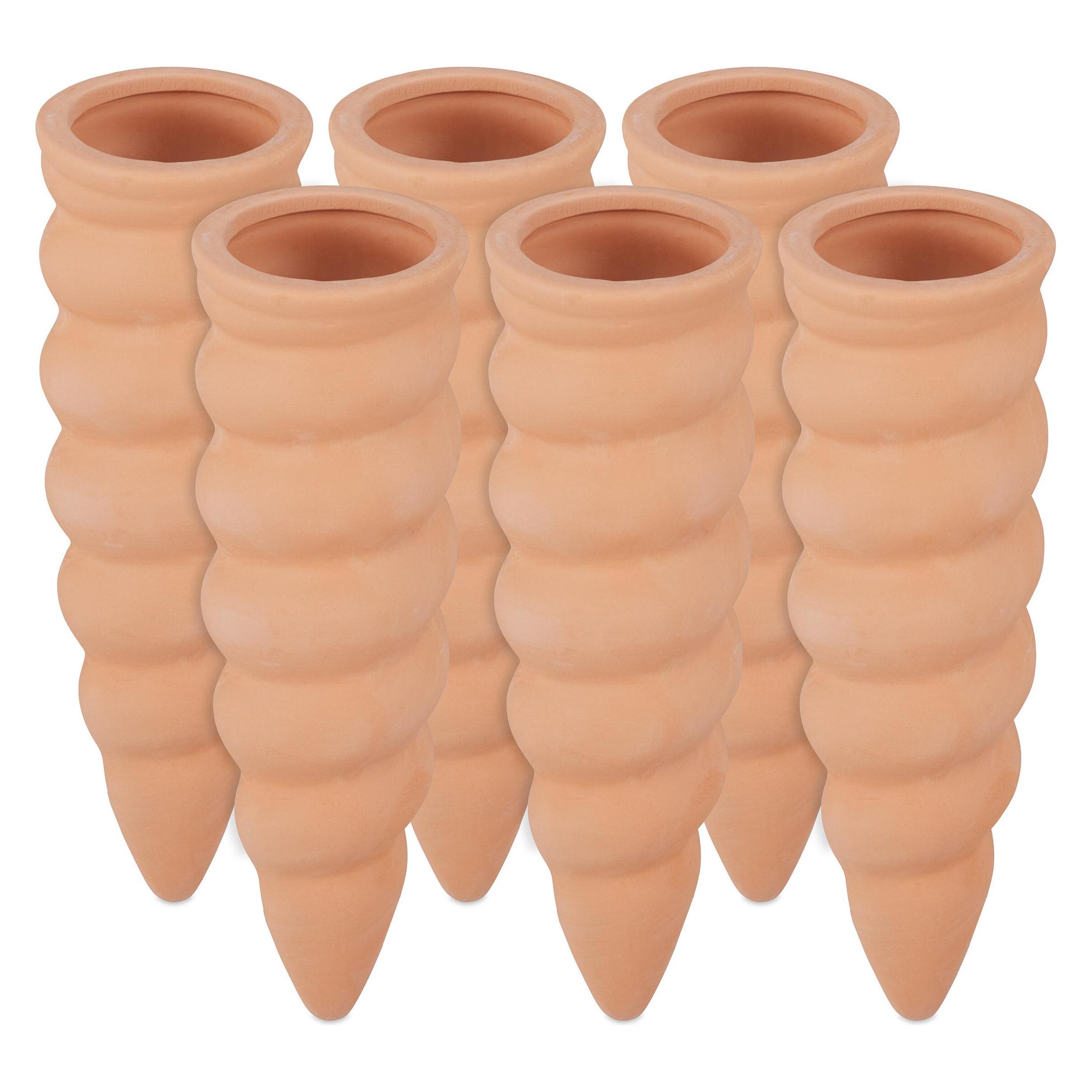 Relaxdays, Bewässerungskugeln + Tonkegel, 6x Tonkegel (Tonkegel Bewässerung)